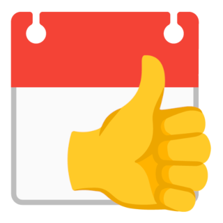 Logo of Emotify Events, a calendar and thumbs up emoji combined